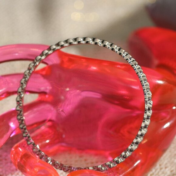 Silver Tone Graziano 3" Diameter Bangle Bracelet - Picture 1 of 8